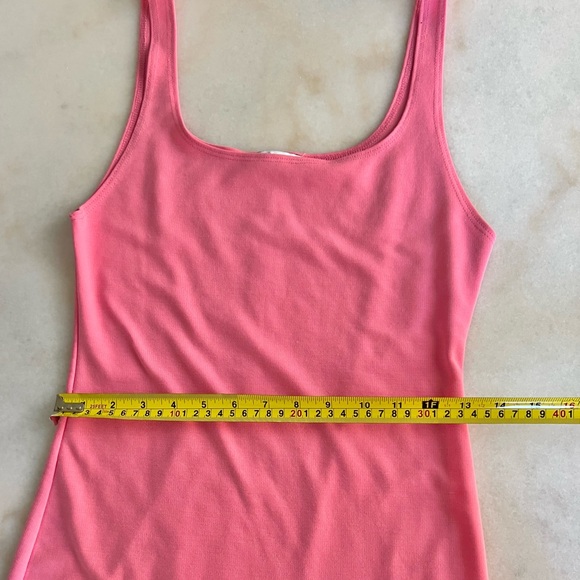 Zara Baby Pink Fitted Tank Scoop Neck Stretchy Midi Slip On Dress - Picture 7 of 8